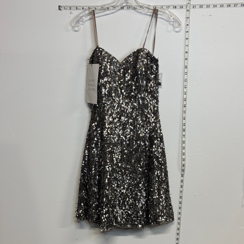 WYATT silk -Sequin Silver Dress